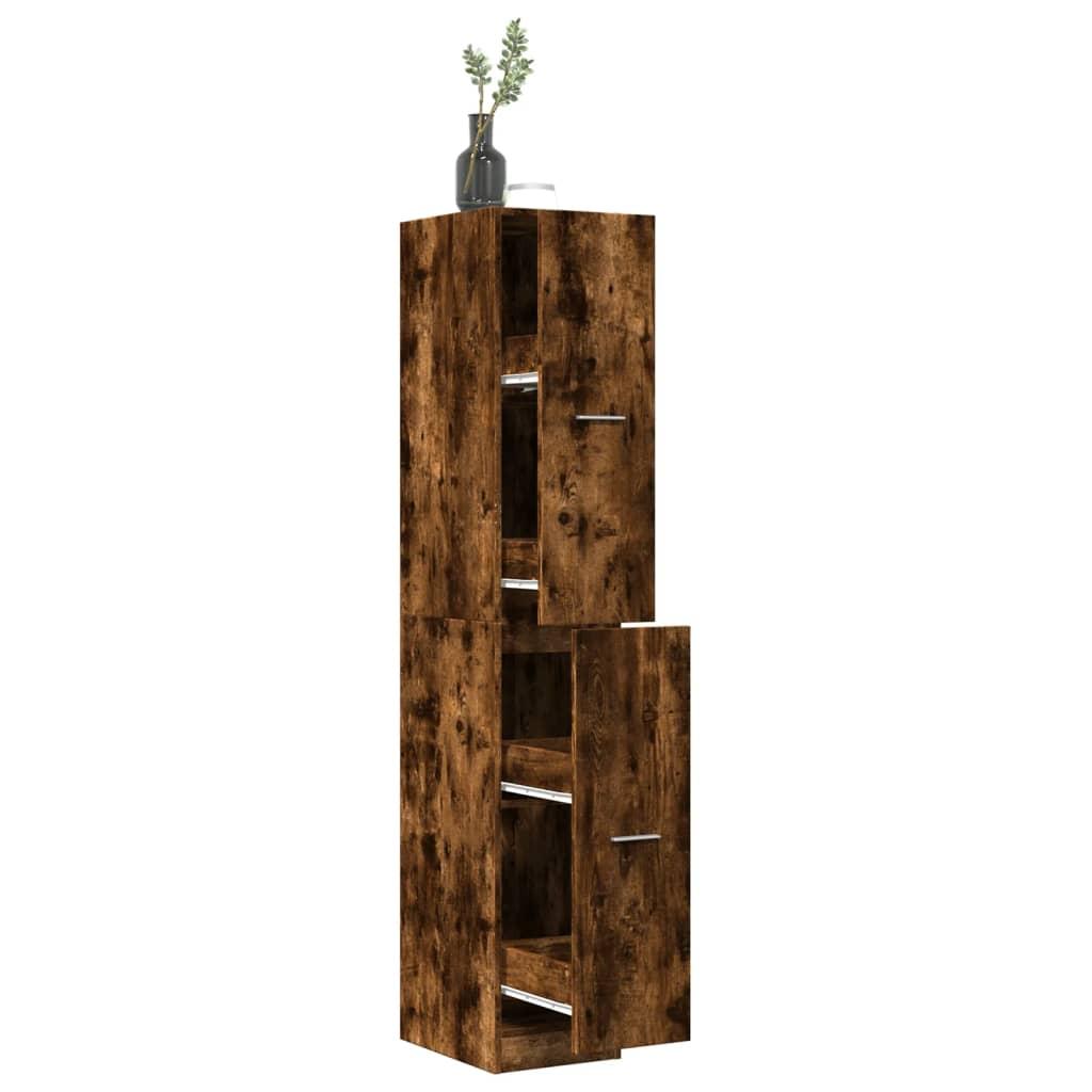 Apotekerskab 30x41x174,5 cm konstrueret træ røget egetræsfarve