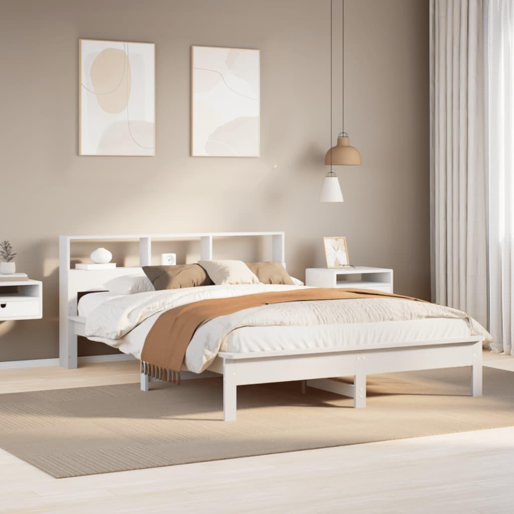 Sengeramme uden madras 140x190 cm massivt fyrretræ hvid