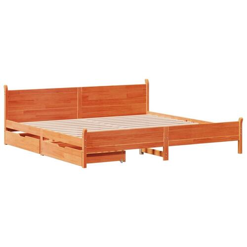 Sengeramme uden madras 200x200 cm massivt fyrretræ gyldenbrun