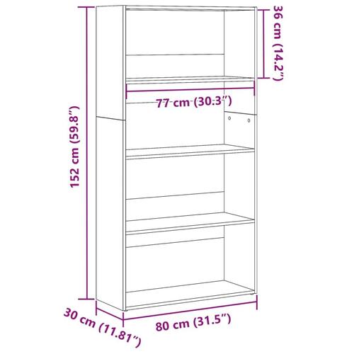 Bogreol 80x30x152 cm konstrueret træ kunsteg