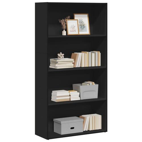 Bogreol 80x30x152 cm konstrueret træ sort