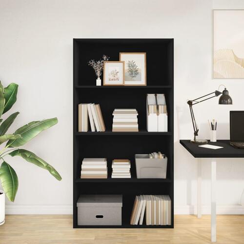 Bogreol 80x30x152 cm konstrueret træ sort