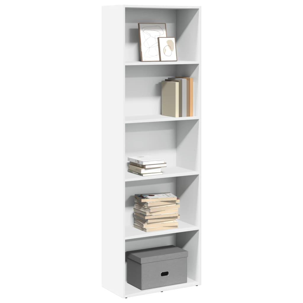Bogreol 60x30x189 cm konstrueret træ hvid