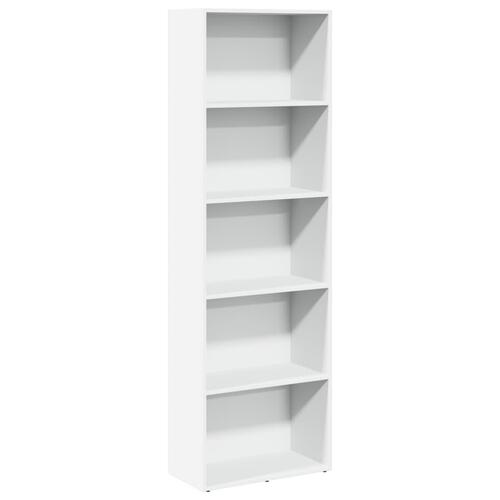Bogreol 60x30x189 cm konstrueret træ hvid