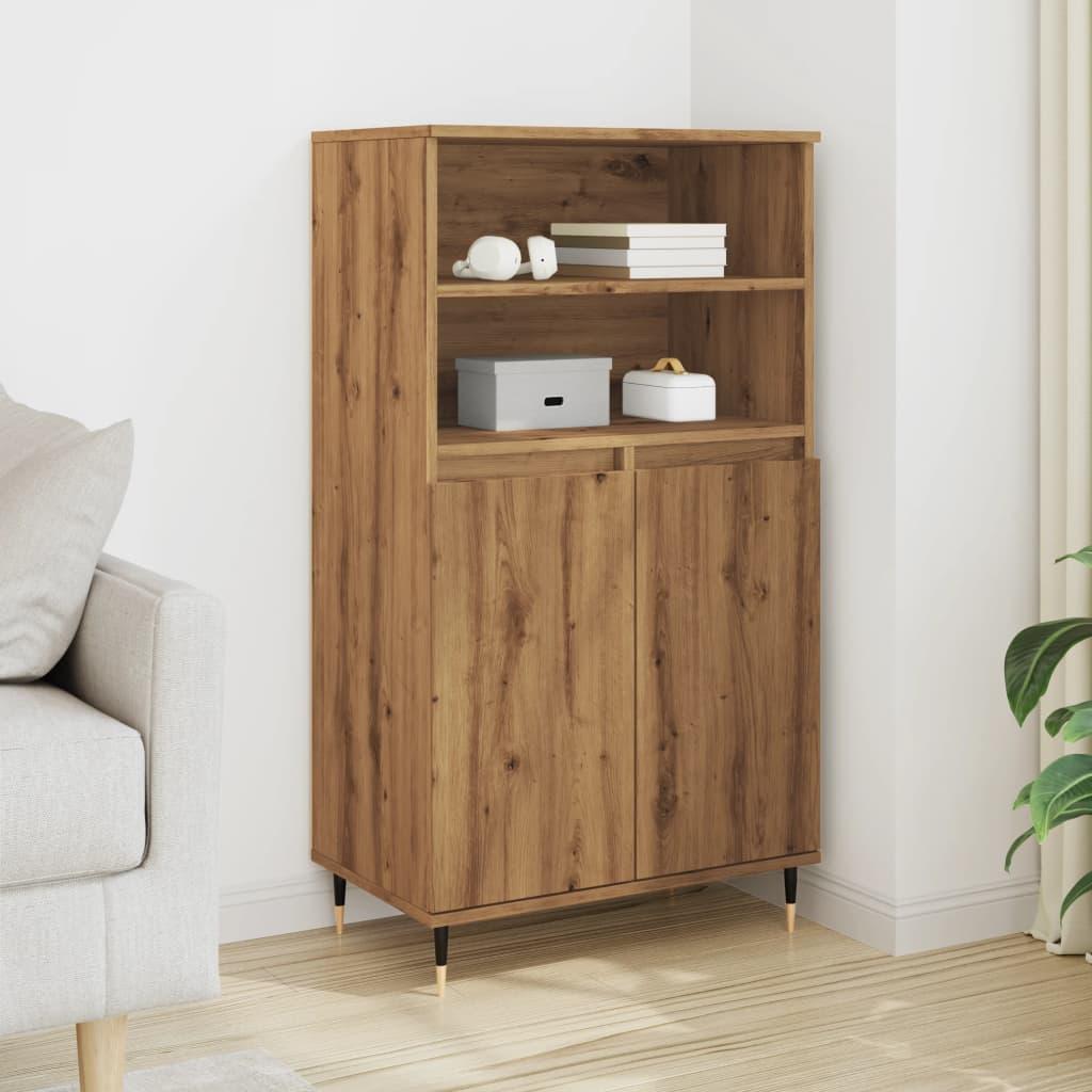 Skab 60×36×110 cm i konstrueret træ - egetræsfarve billede