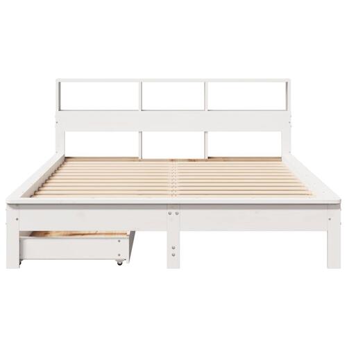 Seng med reol uden madras 120x200 cm massivt fyrretræ hvid