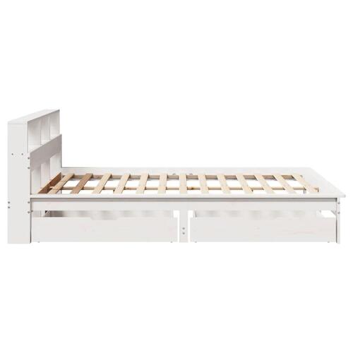 Seng med reol uden madras 120x200 cm massivt fyrretræ hvid