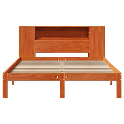 Seng med reol uden madras 120x190cm massivt fyrretræ gyldenbrun