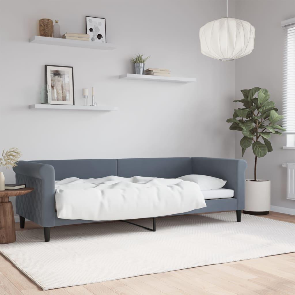 Daybed 80x200 cm velour mørkegrå billede