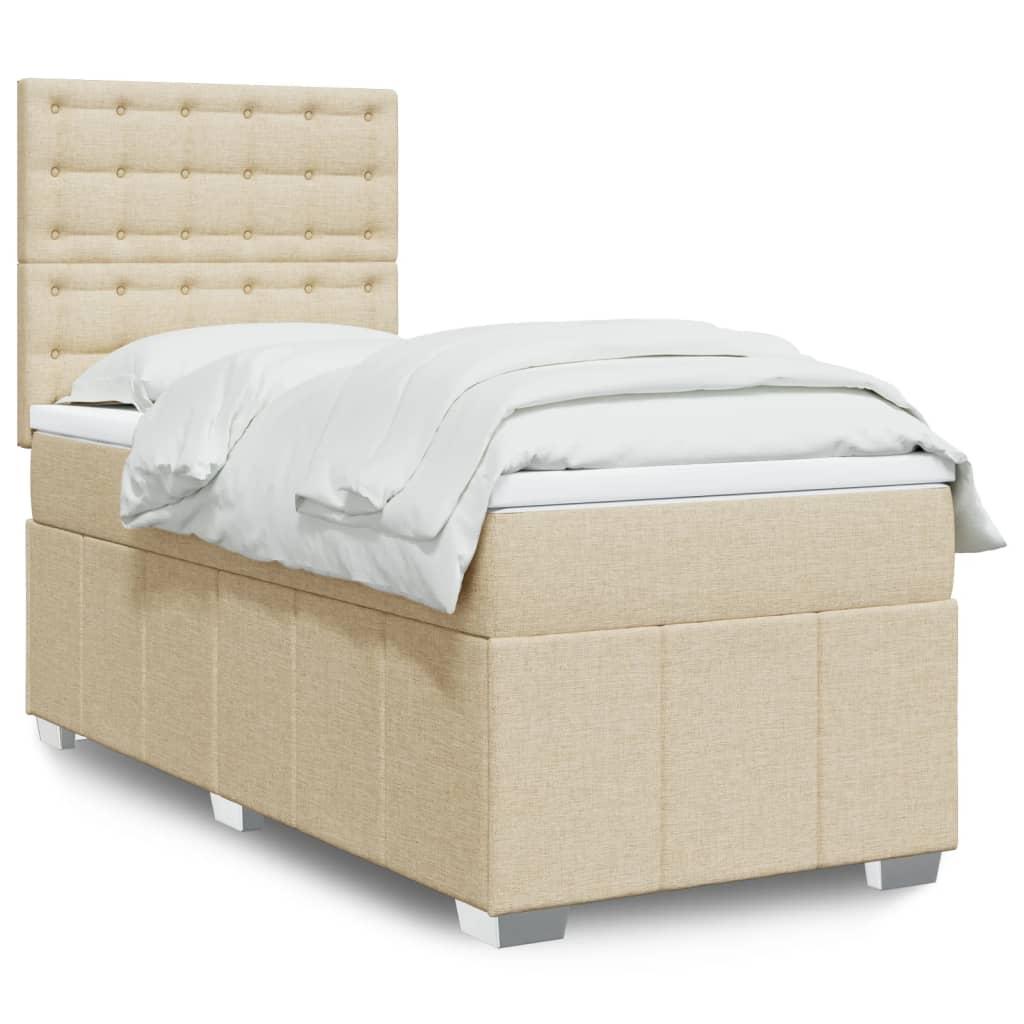 Kontinentalseng med madras 80x200 cm stof cremefarvet billede