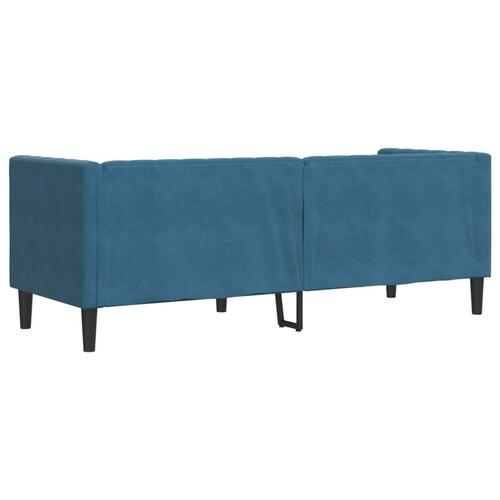3-personers Chesterfield-sofa med bolsterpuder fløjl blå