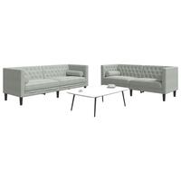 2-personers Chesterfield-sofasæt med puder fløjl lysegrå