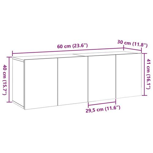 Væghængte tv-borde 2 stk. 60x30x41 cm gammelt træ-look