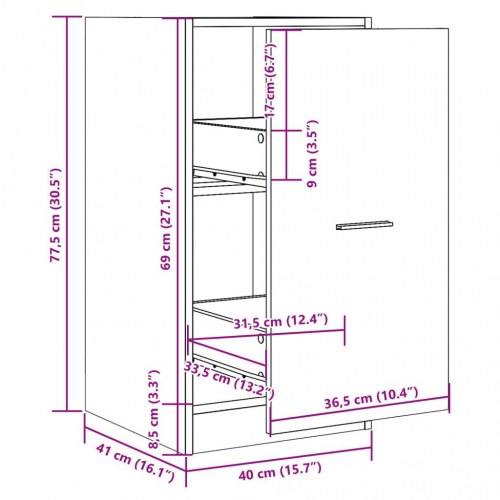 Apotekerskab 40×41×77,5 cm i konstrueret træ - egetræsfarve