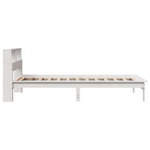 Seng med reol uden madras 90x200 cm massivt fyrretræ hvid