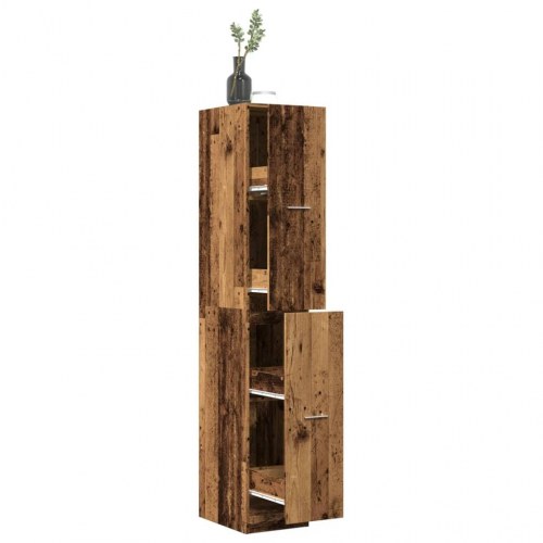 Apotekerskab 30 × 41 × 174,5 cm - konstrueret træ i gammelt træ-look