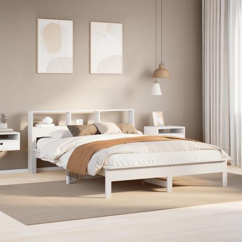 Sengeramme uden madras 135x190 cm massivt fyrretræ hvid