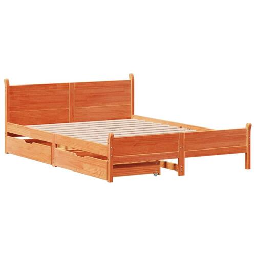 Sengeramme uden madras 140x190 cm massivt fyrretræ gyldenbrun