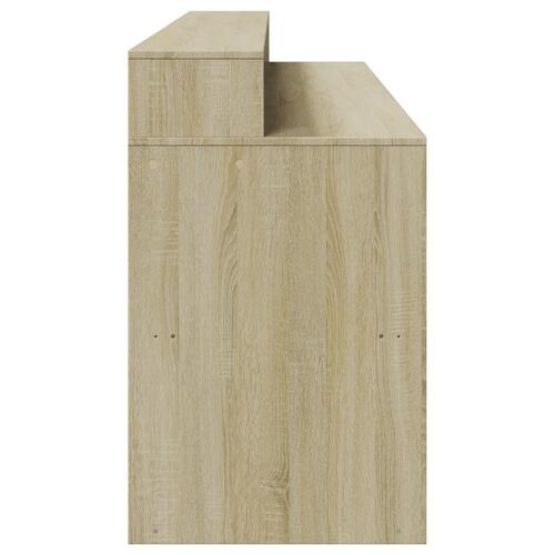 Skrivebord med LED-lys 200x55x91 cm konstrueret træ sonoma-eg