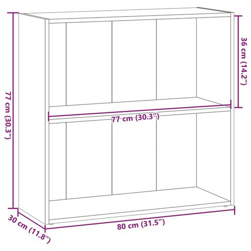Bogreol 80x30x77 cm konstrueret træ grå sonoma-eg