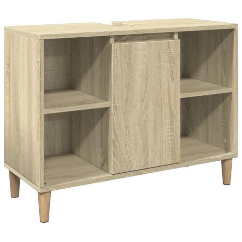 Badeværelsesskab 80x33x60 cm konstrueret træ sonoma-eg