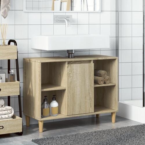 Badeværelsesskab 80x33x60 cm konstrueret træ sonoma-eg