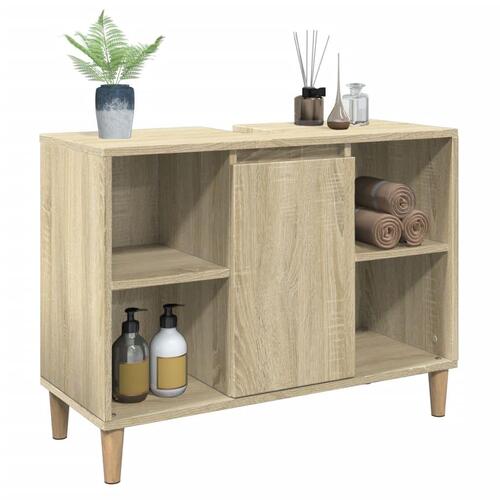 Badeværelsesskab 80x33x60 cm konstrueret træ sonoma-eg