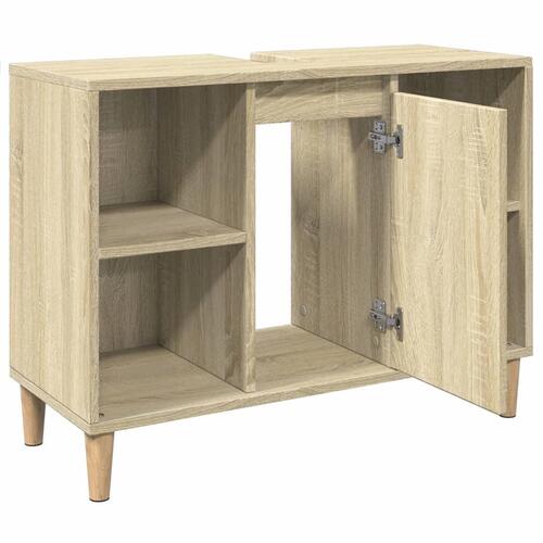 Badeværelsesskab 80x33x60 cm konstrueret træ sonoma-eg