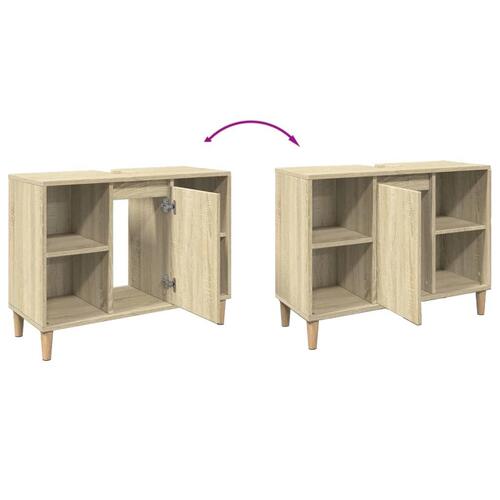 Badeværelsesskab 80x33x60 cm konstrueret træ sonoma-eg