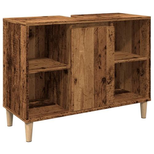 Badeværelsesskab 80x33x60 cm konstrueret træ gammelt træ-look