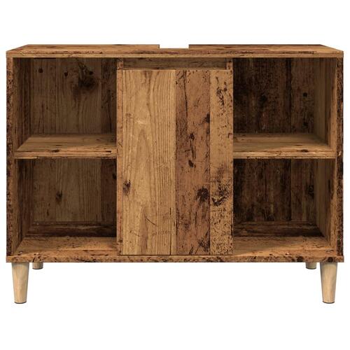 Badeværelsesskab 80x33x60 cm konstrueret træ gammelt træ-look