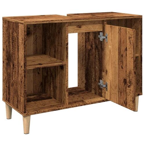 Badeværelsesskab 80x33x60 cm konstrueret træ gammelt træ-look