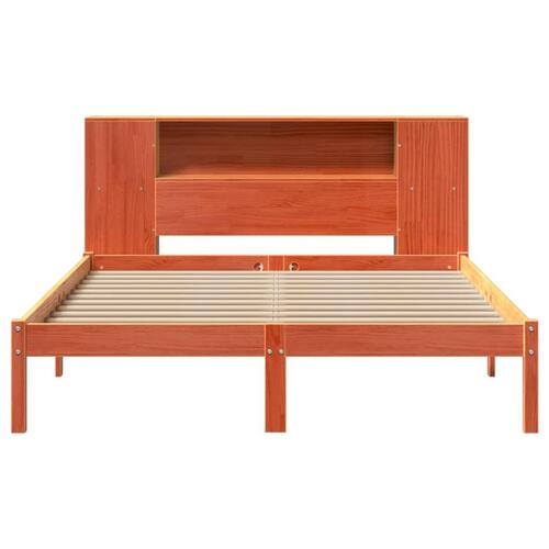 Seng med reol uden madras 160x200cm massivt fyrretræ gyldenbrun