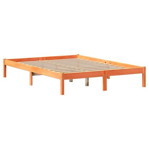 Seng med reol uden madras 160x200cm massivt fyrretræ gyldenbrun