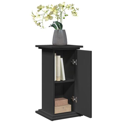 Piedestal med opbevaring 31x30x60 cm konstrueret træ sort