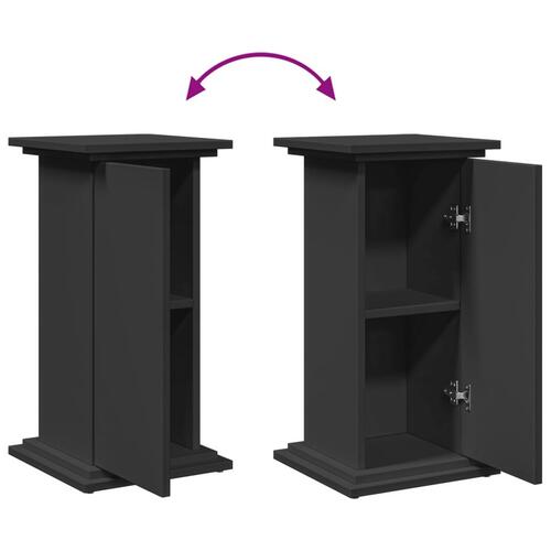 Piedestal med opbevaring 31x30x60 cm konstrueret træ sort