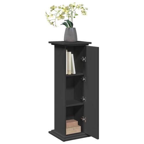 Piedestal med opbevaring 31x30x90 cm konstrueret træ sort