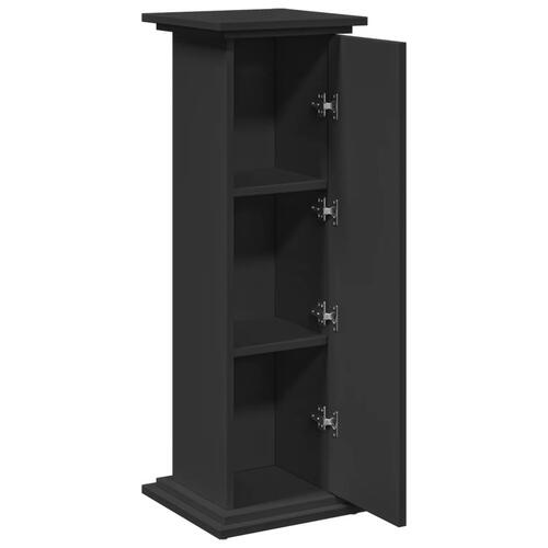 Piedestal med opbevaring 31x30x90 cm konstrueret træ sort