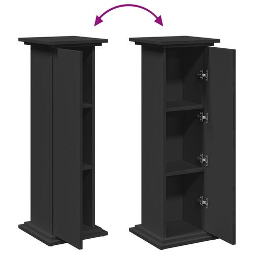 Piedestal med opbevaring 31x30x90 cm konstrueret træ sort
