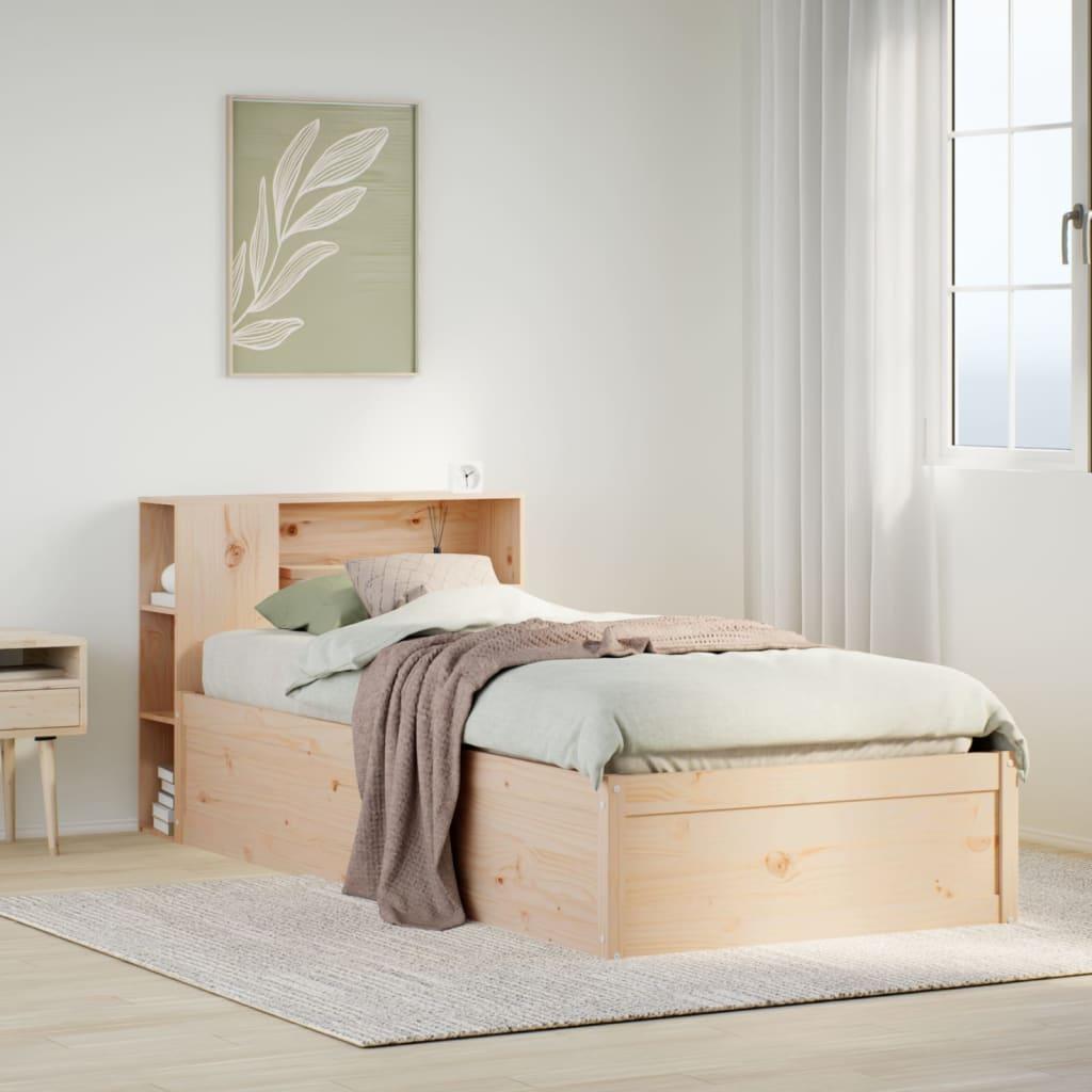 Sengeramme uden madras 75x190 cm massivt fyrretræ billede