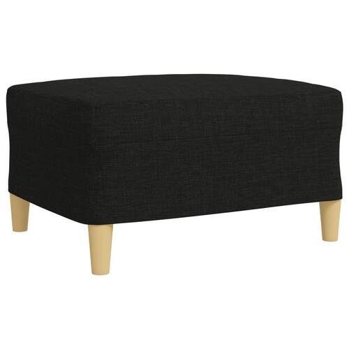 3 personers sofa med fodskammel og pyntepuder stof sort