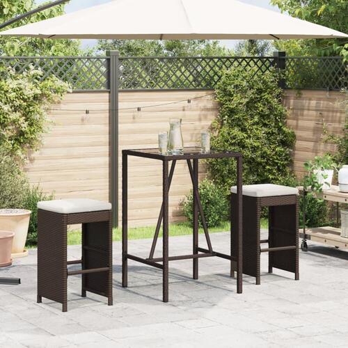 Udendørs barstole med hynder 2 stk. polyrattan brun