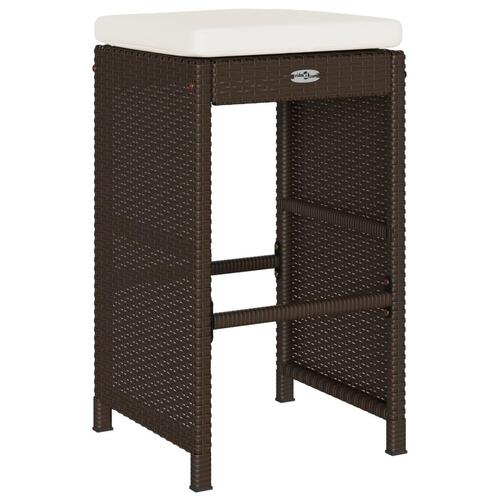 Udendørs barstole med hynder 2 stk. polyrattan brun