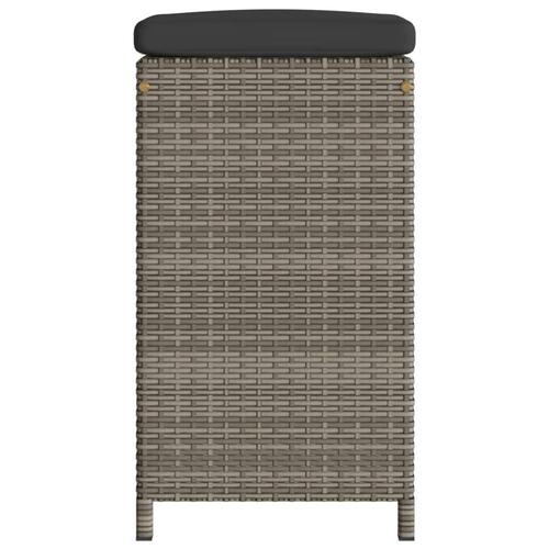 Barstole til haven med hynder 2 stk. polyrattan grå