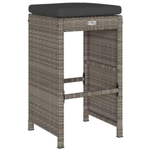 Barstole til haven med hynder 2 stk. polyrattan grå