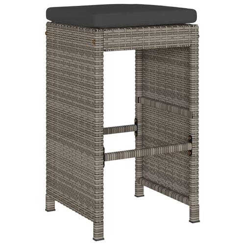 Barstole til haven med hynder 6 stk. polyrattan grå