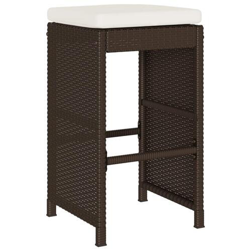 Udendørs barstole med hynder 6 stk. polyrattan brun