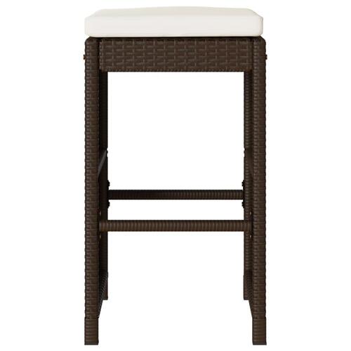 Udendørs barstole med hynder 6 stk. polyrattan brun