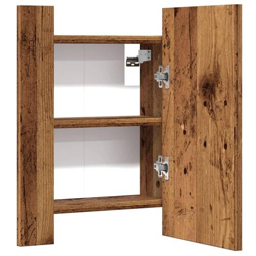 Spejlskab m. LED-lys 40x12x45 cm konstrueret træ gammelt træ
