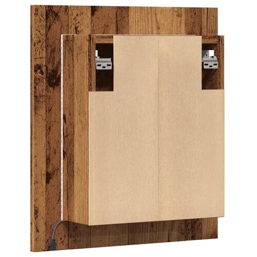 Spejlskab m. LED-lys 40x12x45 cm konstrueret træ gammelt træ